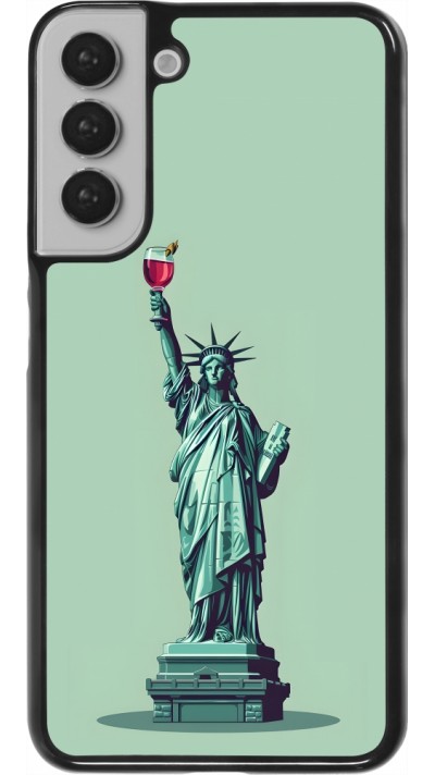 Coque Samsung Galaxy S22+ - Wine Statue de la liberté avec un verre de vin