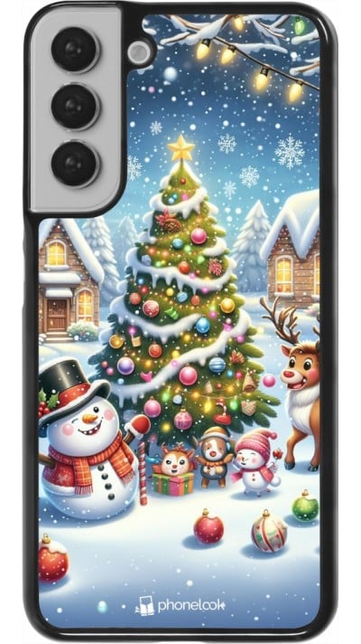 Coque Samsung Galaxy S22+ - Noël 2023 bonhomme de neige et sapin