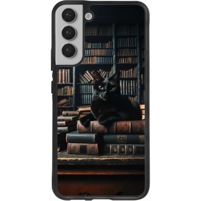 Samsung Galaxy S22+ Case Hülle - Silikon schwarz Katze Bücher dunkel