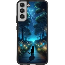 Samsung Galaxy S22+ Case Hülle - Silikon schwarz Schwarze Katze Spaziergang