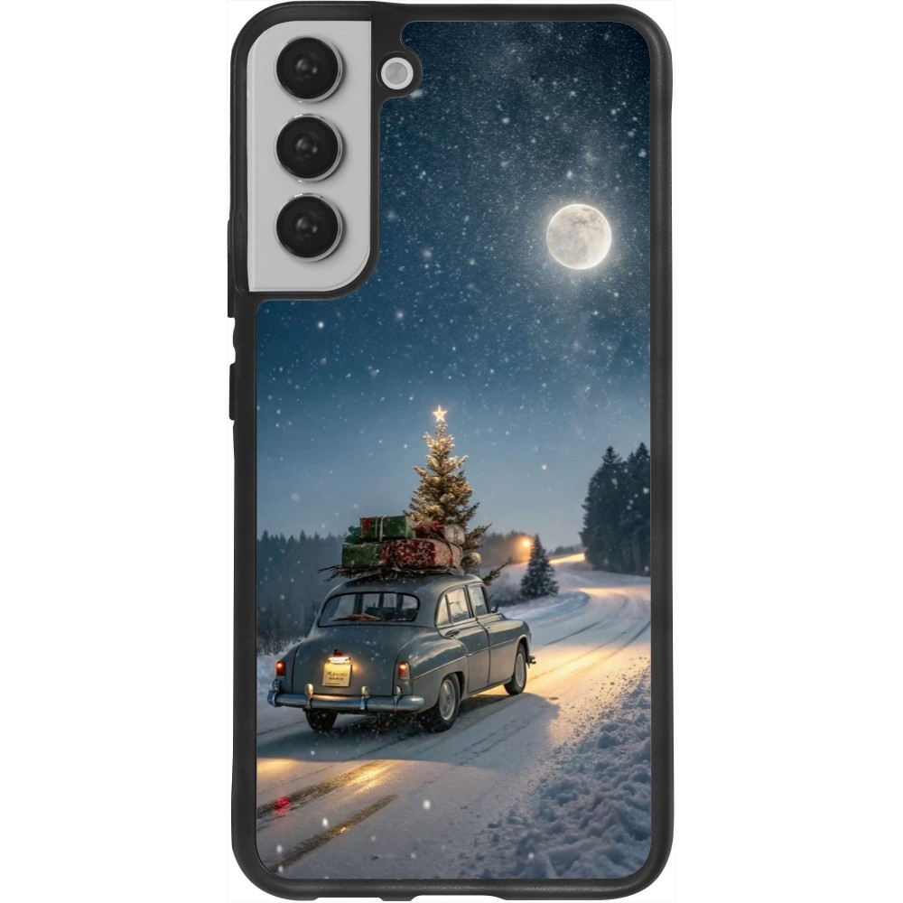Coque Samsung Galaxy S22+ - Silicone rigide noir Christmas 25 Car with Tree Xmas