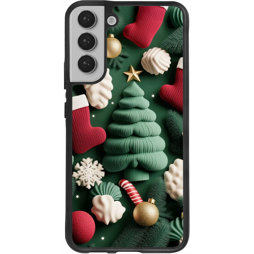 Coque Samsung Galaxy S22+ - Silicone rigide noir Christmas 25 Christmas textiles