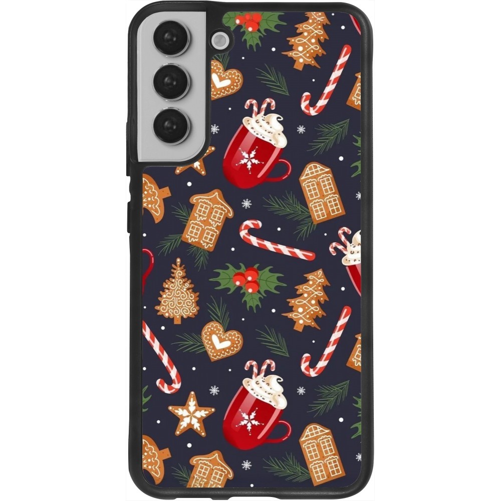 Coque Samsung Galaxy S22+ - Silicone rigide noir Christmas 25 Pattern Gingerbread House