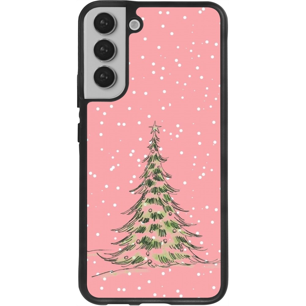 Coque Samsung Galaxy S22+ - Silicone rigide noir Christmas 25 Pink Tree