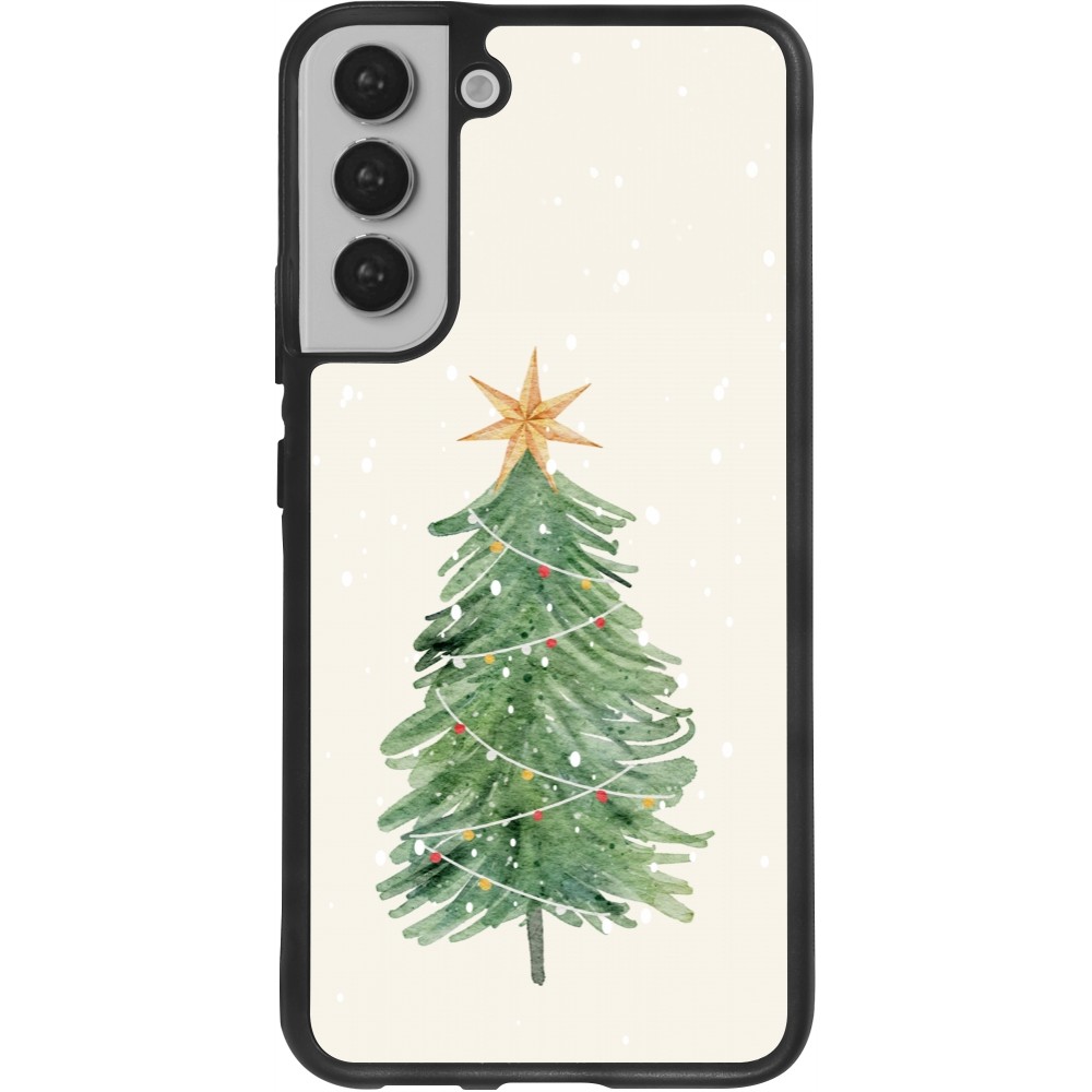 Coque Samsung Galaxy S22+ - Silicone rigide noir Christmas 25 Sketch Tree