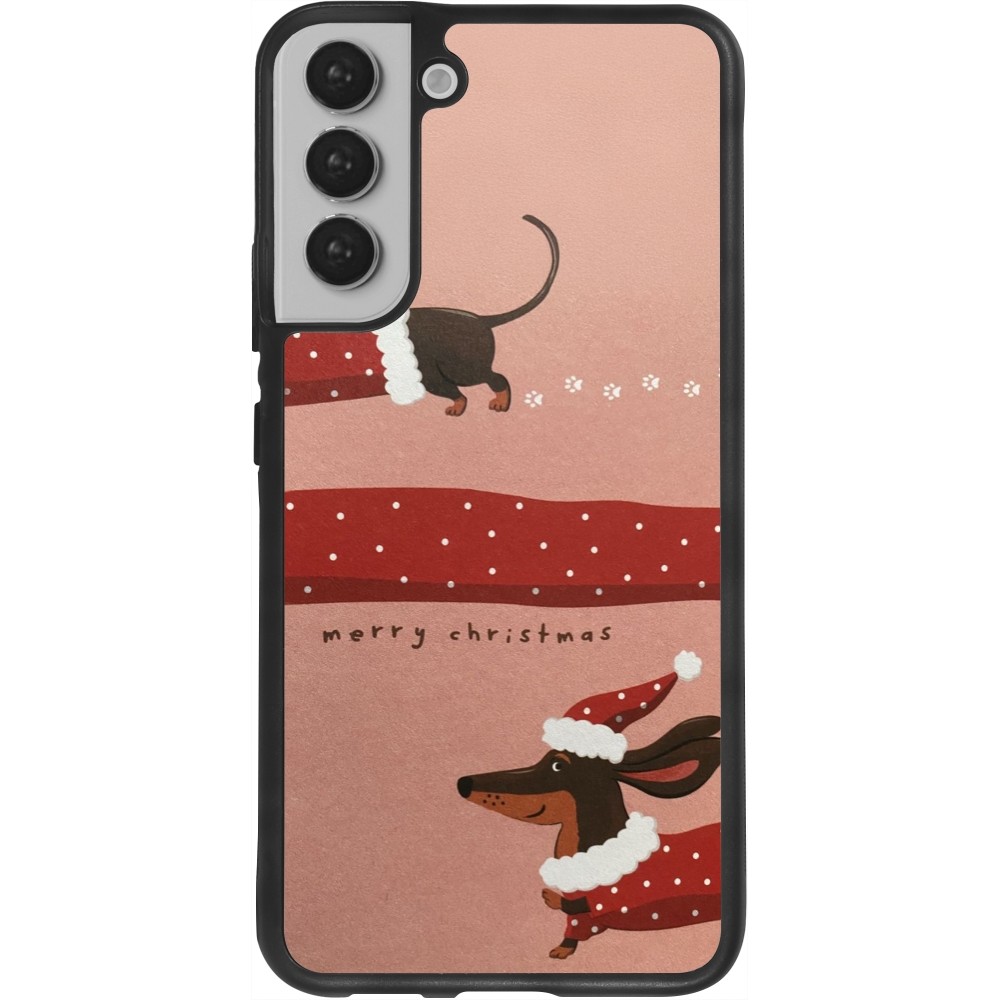 Coque Samsung Galaxy S22+ - Silicone rigide noir Christmas 25 Teckel Merry Xmas