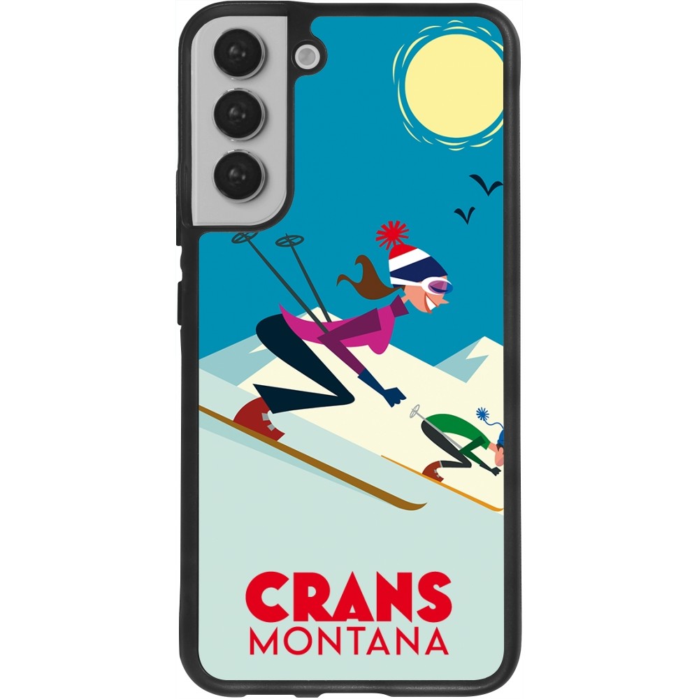 Coque Samsung Galaxy S22+ - Silicone rigide noir Crans-Montana Ski Downhill
