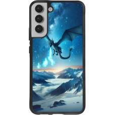 Coque Samsung Galaxy S22+ - Silicone rigide noir Dragon nocturne montagne