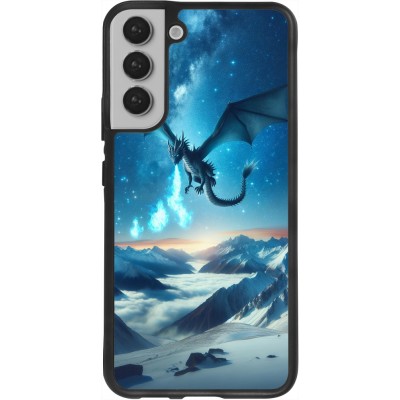 Coque Samsung Galaxy S22+ - Silicone rigide noir Dragon nocturne montagne