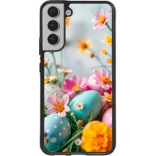 Coque Samsung Galaxy S22+ - Silicone rigide noir Easter 2026 Eggs with flowers