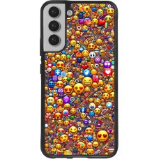 Coque Samsung Galaxy S22+ - Silicone rigide noir Emoji mixed