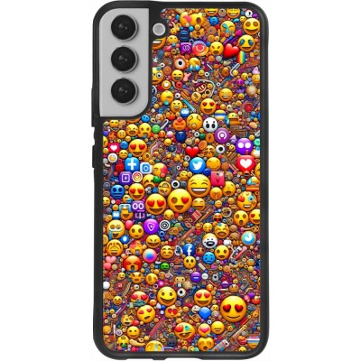 Coque Samsung Galaxy S22+ - Silicone rigide noir Emoji mixed