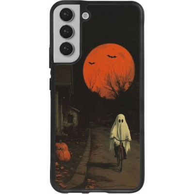 Samsung Galaxy S22+ Case Hülle - Silikon schwarz Halloween 2025 Ghost on a bicycle