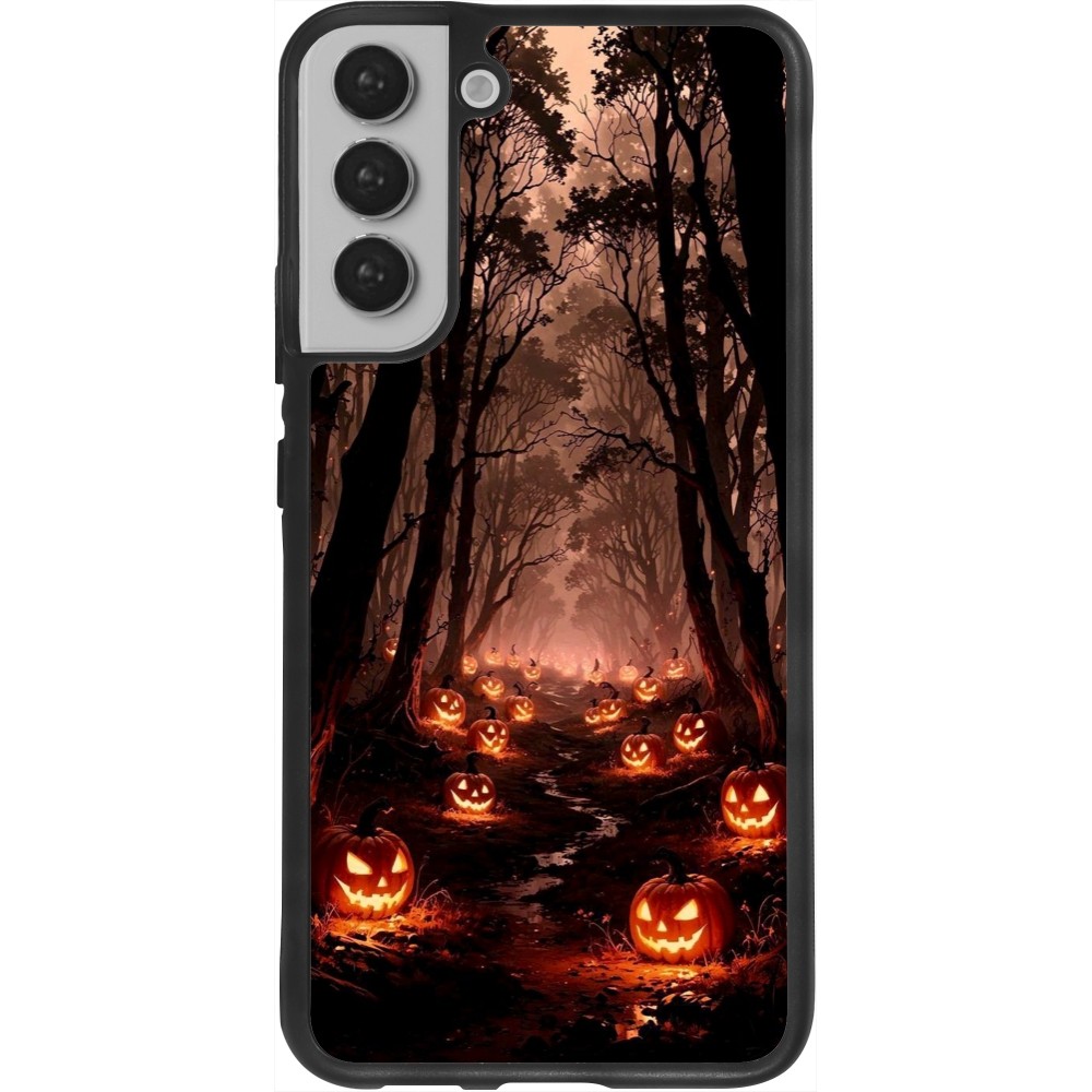 Coque Samsung Galaxy S22+ - Silicone rigide noir Halloween 2025 Road of Terrifying Pumpkins