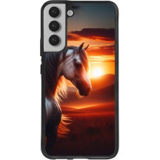 Coque Samsung Galaxy S22+ - Silicone rigide noir Majestic Sunset Horse