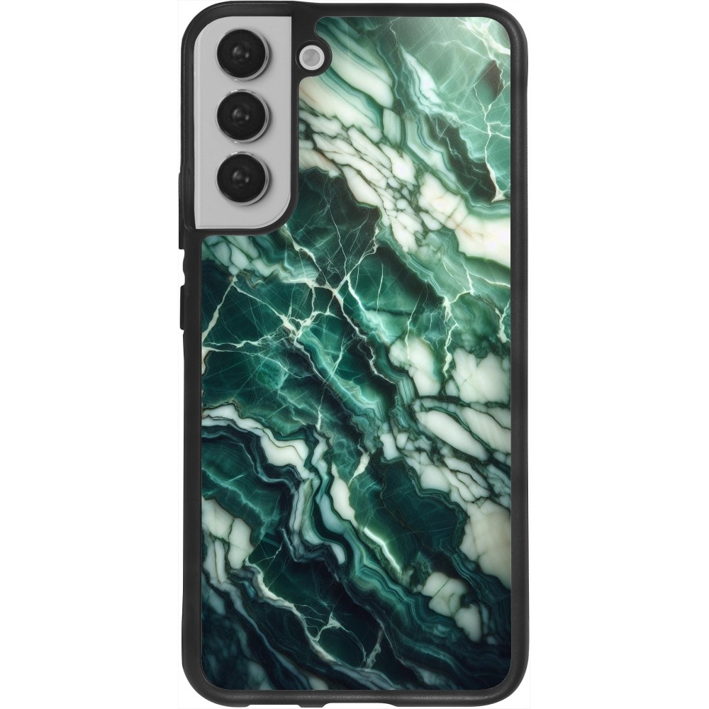Samsung Galaxy S22+ Case Hülle - Silikon schwarz Majestätischer grüner Marmor