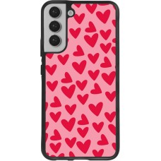 Coque Samsung Galaxy S22+ - Silicone rigide noir Mom 2024 petits coeurs