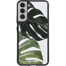 Hülle Samsung Galaxy S22+ - Silikon schwarz Monstera Plant