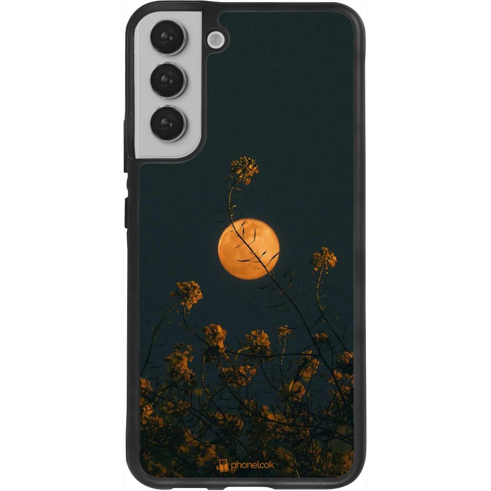 Coque Samsung Galaxy S22+ - Silicone rigide noir Moon Flowers