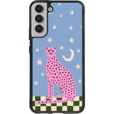 Coque Samsung Galaxy S22+ - Silicone rigide noir Pink leopard with stars 2026