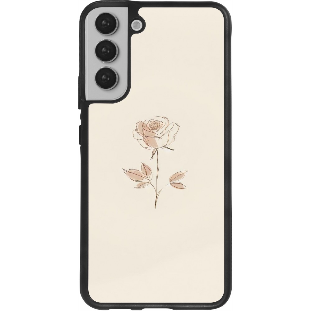 Coque Samsung Galaxy S22+ - Silicone rigide noir Sable Rose Minimaliste