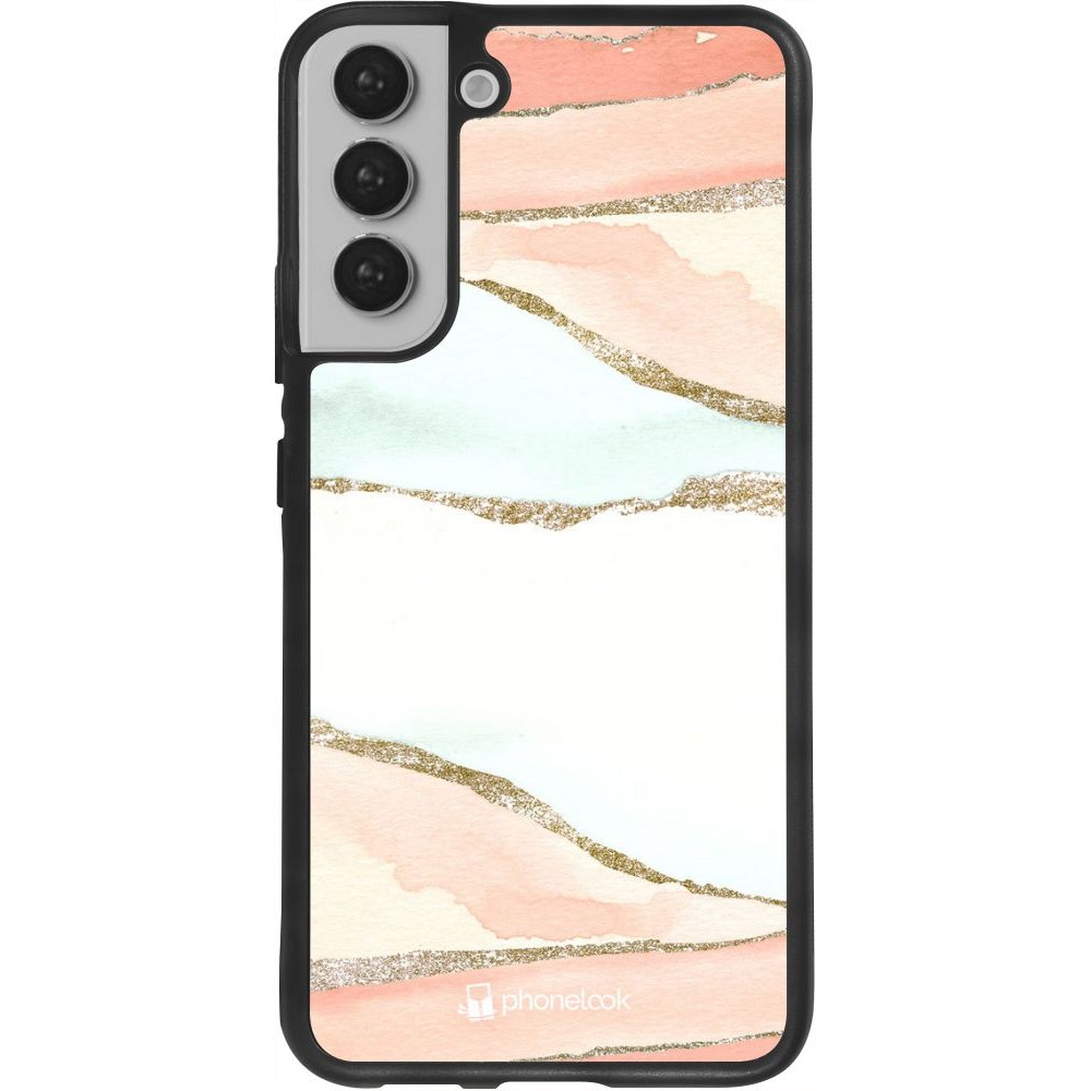 Coque Samsung Galaxy S22+ - Silicone rigide noir Shimmering Orange