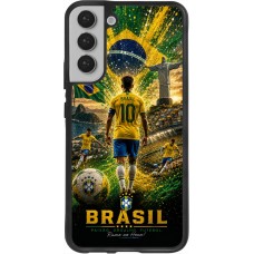 Coque Samsung Galaxy S22+ - Silicone rigide noir Football Brésil splash 2026