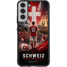Coque Samsung Galaxy S22+ - Silicone rigide noir Football Schweiz splash 2026
