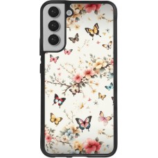 Coque Samsung Galaxy S22+ - Silicone rigide noir Spring 25 Papillons Légers