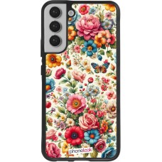Coque Samsung Galaxy S22+ - Silicone rigide noir Spring 25 printemps fleuri