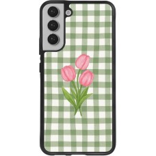 Coque Samsung Galaxy S22+ - Silicone rigide noir Green vichy tulips 2026