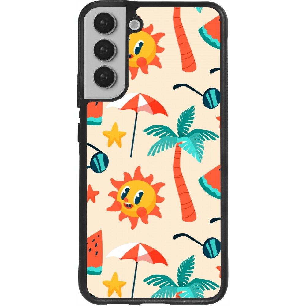 Coque Samsung Galaxy S22+ - Silicone rigide noir Summer 2025 Pattern soleil