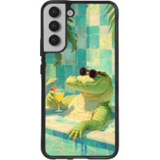 Coque Samsung Galaxy S22+ - Silicone rigide noir Crocodile in the swimming pool Summer 2026