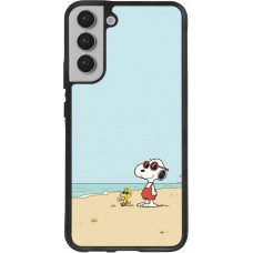 Coque Samsung Galaxy S22+ - Silicone rigide noir Snoopy on the beach Summer 2026