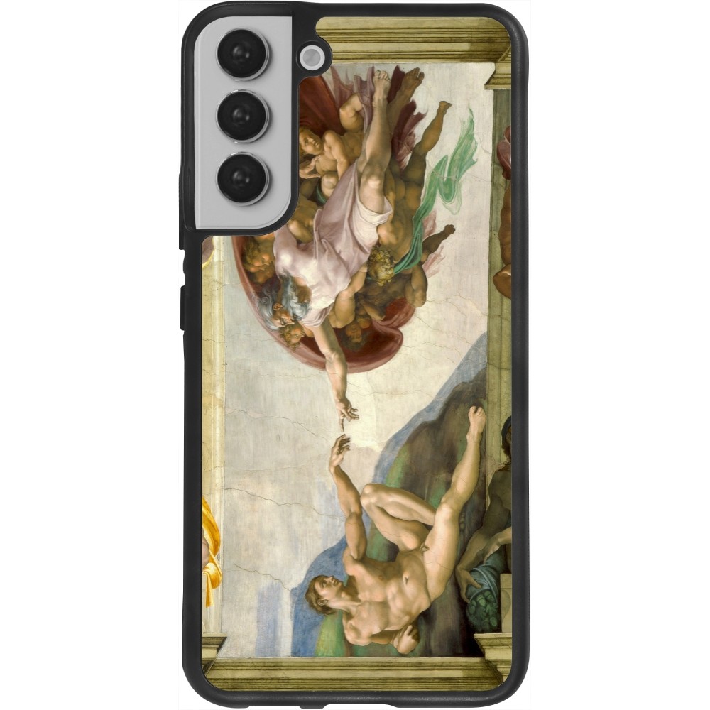Coque Samsung Galaxy S22+ - Silicone rigide noir Tableau art - La Création d’Adam - Michel-Ange