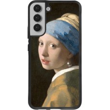 Coque Samsung Galaxy S22+ - Silicone rigide noir Tableau art - La Jeune fille à la perle - Johannes Vermeer