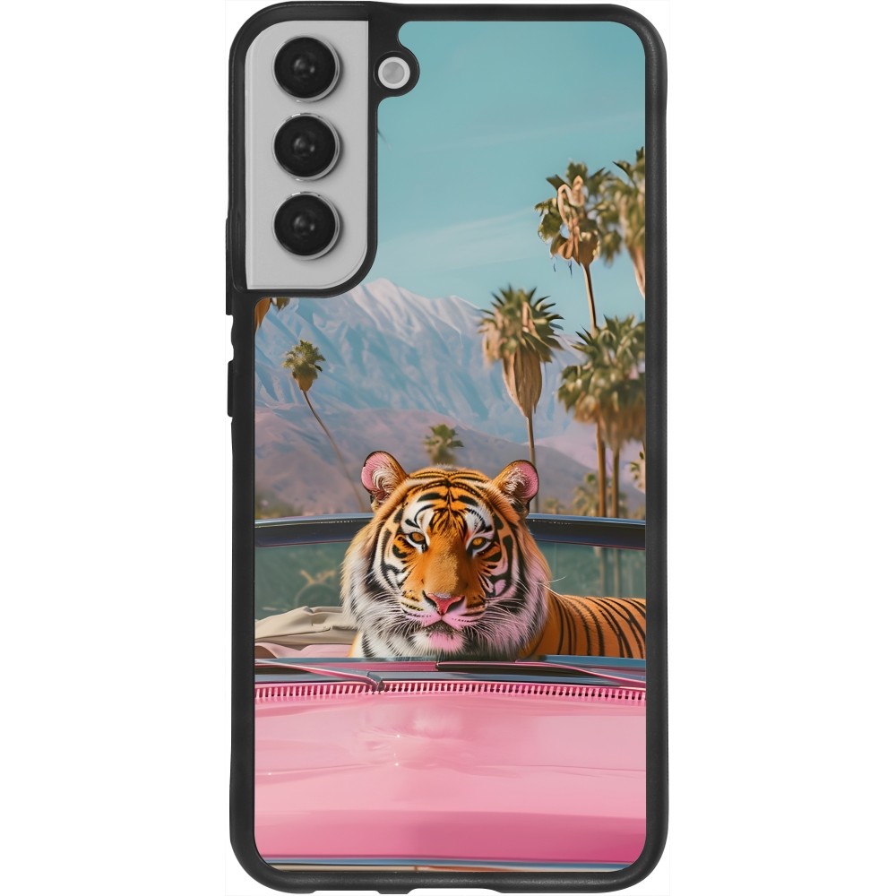 Samsung Galaxy S22+ Case Hülle - Silikon schwarz Tiger Auto rosa