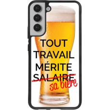 Coque Samsung Galaxy S22+ - Silicone rigide noir Tout travail mérite sa bière