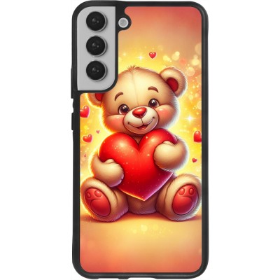 Coque Samsung Galaxy S22+ - Silicone rigide noir Valentine 2024 Teddy love