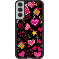 Samsung Galaxy S22+ Case Hülle - Silikon schwarz Valentine 2023 love symbols