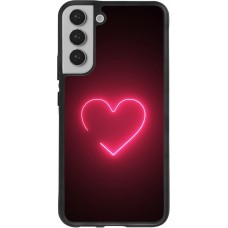 Coque Samsung Galaxy S22+ - Silicone rigide noir Valentine 2023 single neon heart