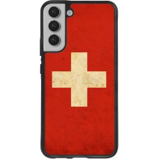 Coque Samsung Galaxy S22+ - Silicone rigide noir Vintage Flag SWISS