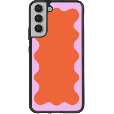 Coque Samsung Galaxy S22+ - Silicone rigide noir Wavy Rectangle Orange Pink