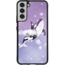 Coque Samsung Galaxy S22+ - Silicone rigide noir Whale in sparking stars