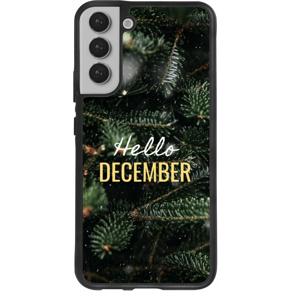 Coque Samsung Galaxy S22+ - Silicone rigide noir Winter 25 Winter hello december