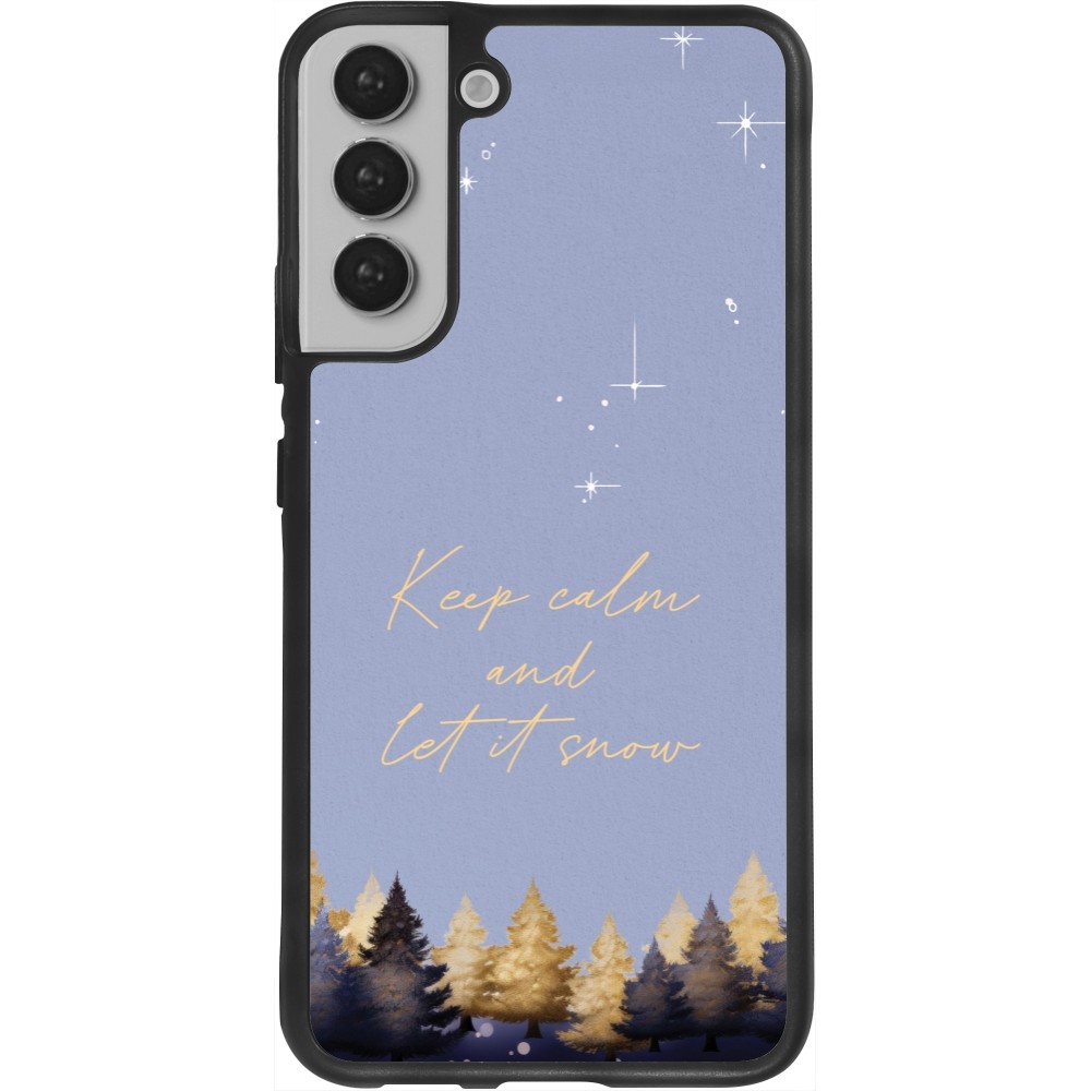 Coque Samsung Galaxy S22+ - Silicone rigide noir Winter 25 Winter illustration of trees