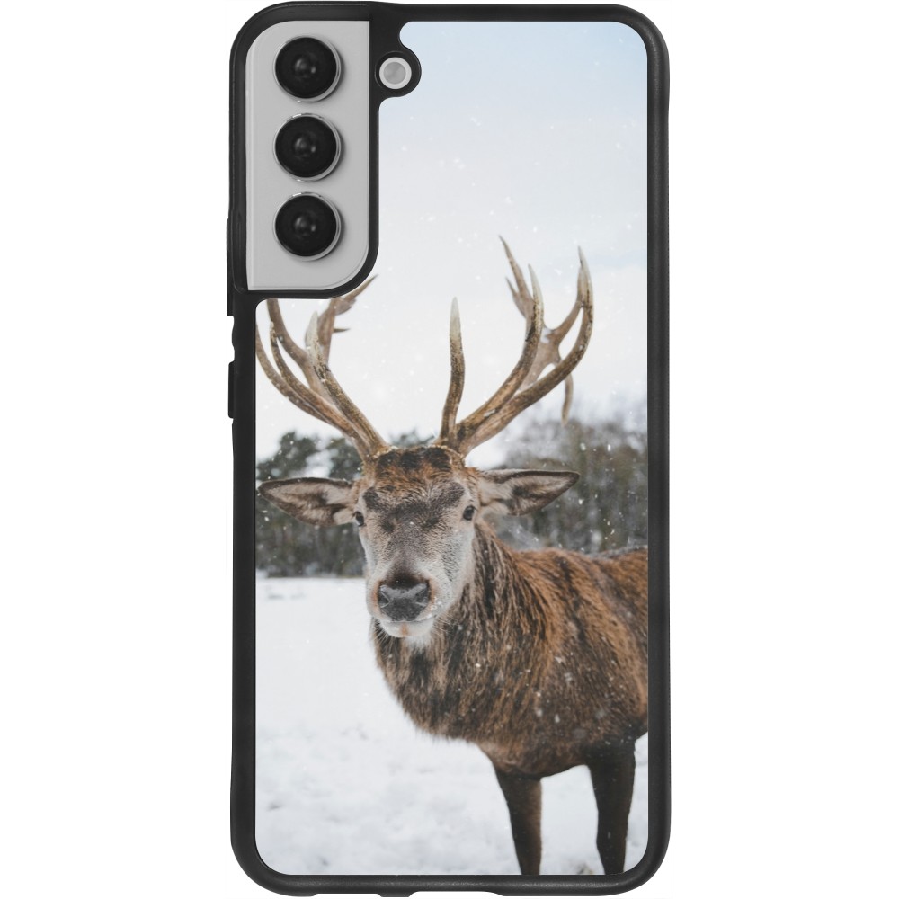 Coque Samsung Galaxy S22+ - Silicone rigide noir Winter 25 Winter reindeer
