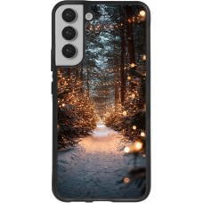 Coque Samsung Galaxy S22+ - Silicone rigide noir Winter 25 Winter snowy road