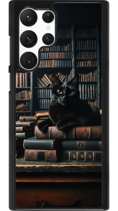 Samsung Galaxy S22 Ultra Case Hülle - Katze Bücher dunkel
