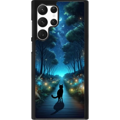 Samsung Galaxy S22 Ultra Case Hülle - Schwarze Katze Spaziergang